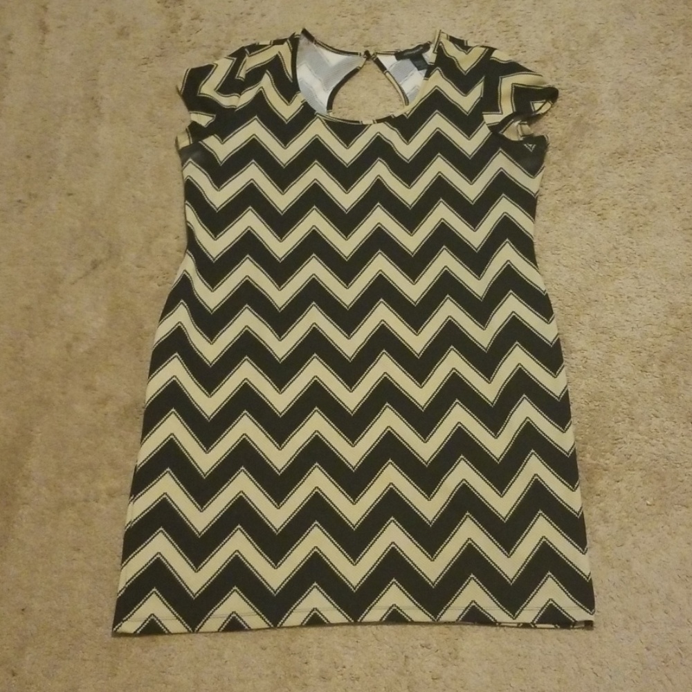 Ashley Stewart Print Textured Dress with Button